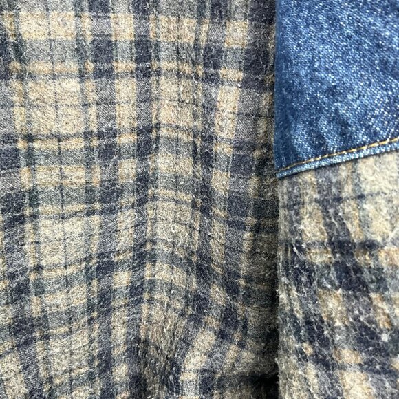 Vintage Carhartt Blanket Lined Jacket Mens M Denim Hooded Buffalo Plaid J139 DST - Picture 13 of 16